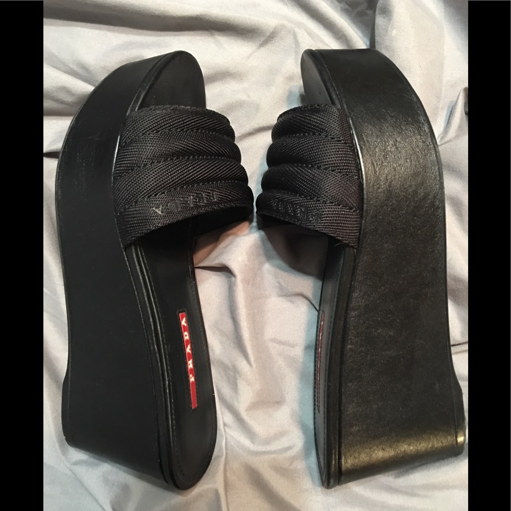 PRADA PLATFORM SLIDE SANDALS